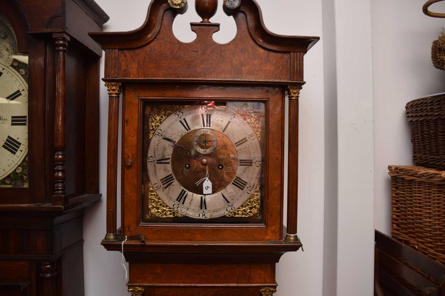 Lot 3 - An early 19th century walnut veneered long cased clock