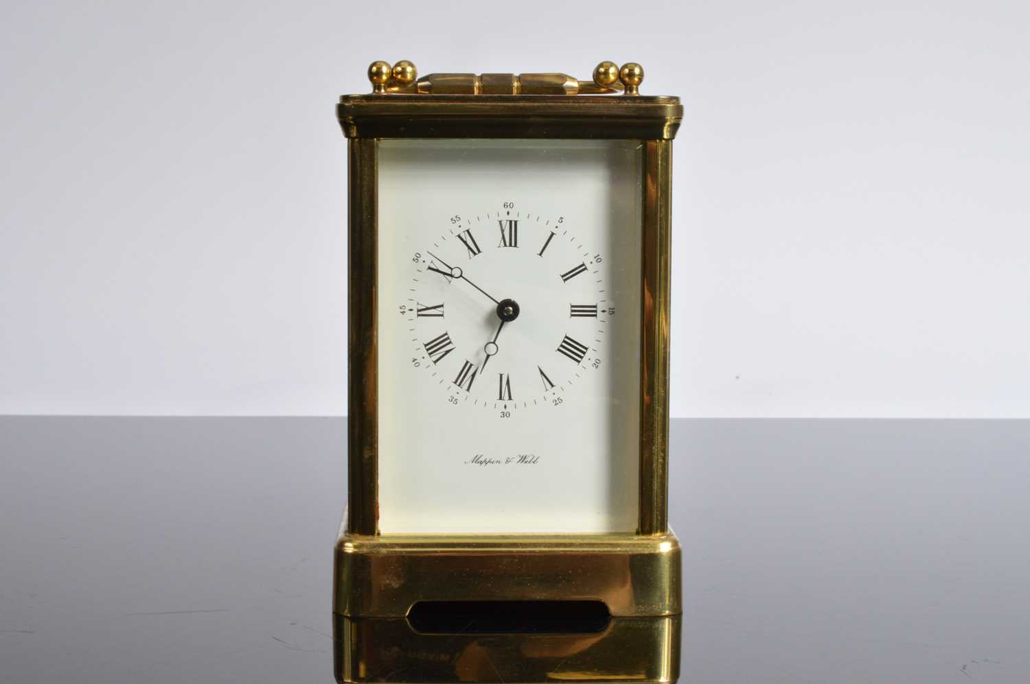 Lot 16 - A vintage brass carriage timepiece from Mappin & Webb