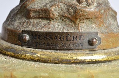 Lot 40 - A late Victorian onyx and spelter clock and garniture