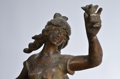 Lot 40 - A late Victorian onyx and spelter clock and garniture