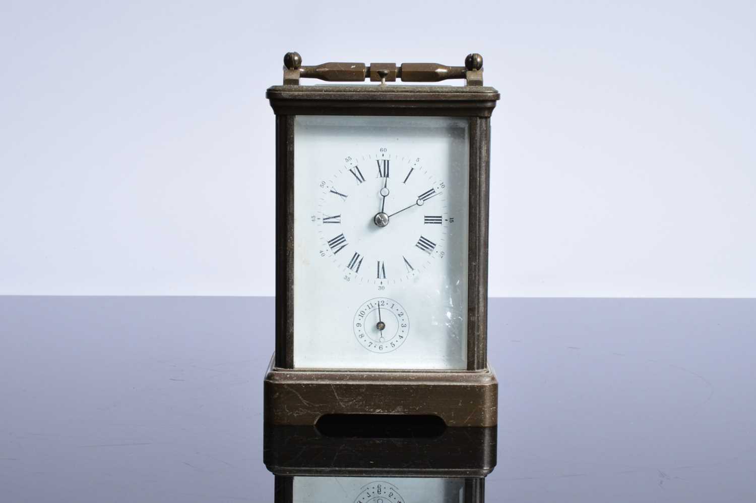 Lot 45 - A second half 20th century brass carriage repeater timepiece