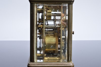 Lot 45 - A second half 20th century brass carriage repeater timepiece