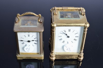 Lot 46 - Two vintage brass carriage timepieces