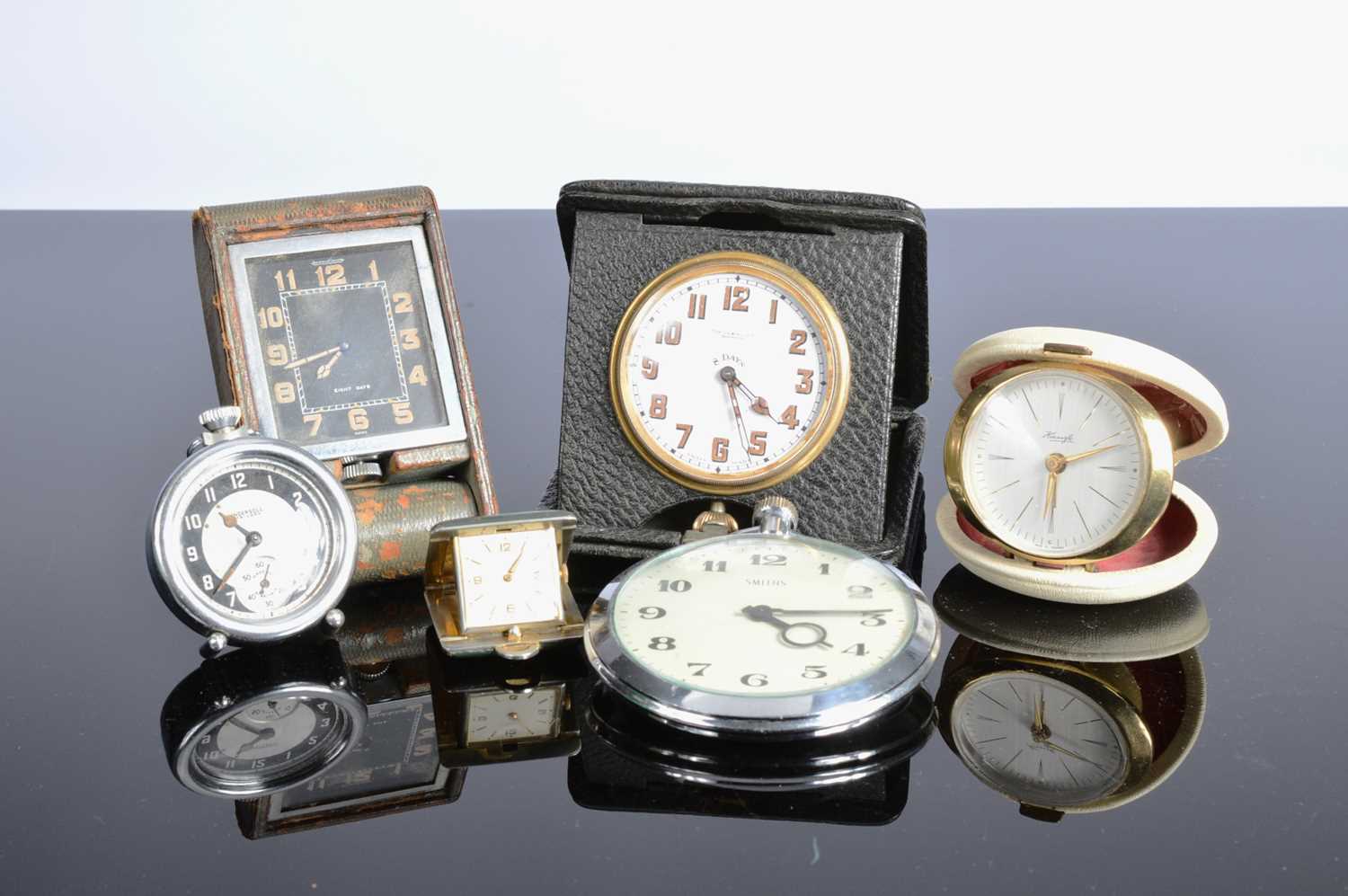 Lot 56 - Six small clocks and travel timepieces
