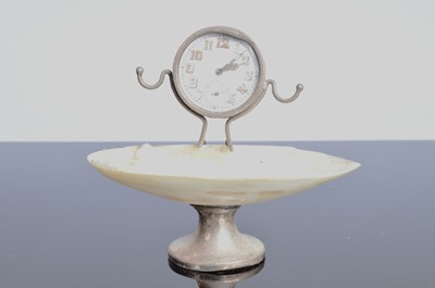 Lot 57 - Two small silver mounted clocks and other items