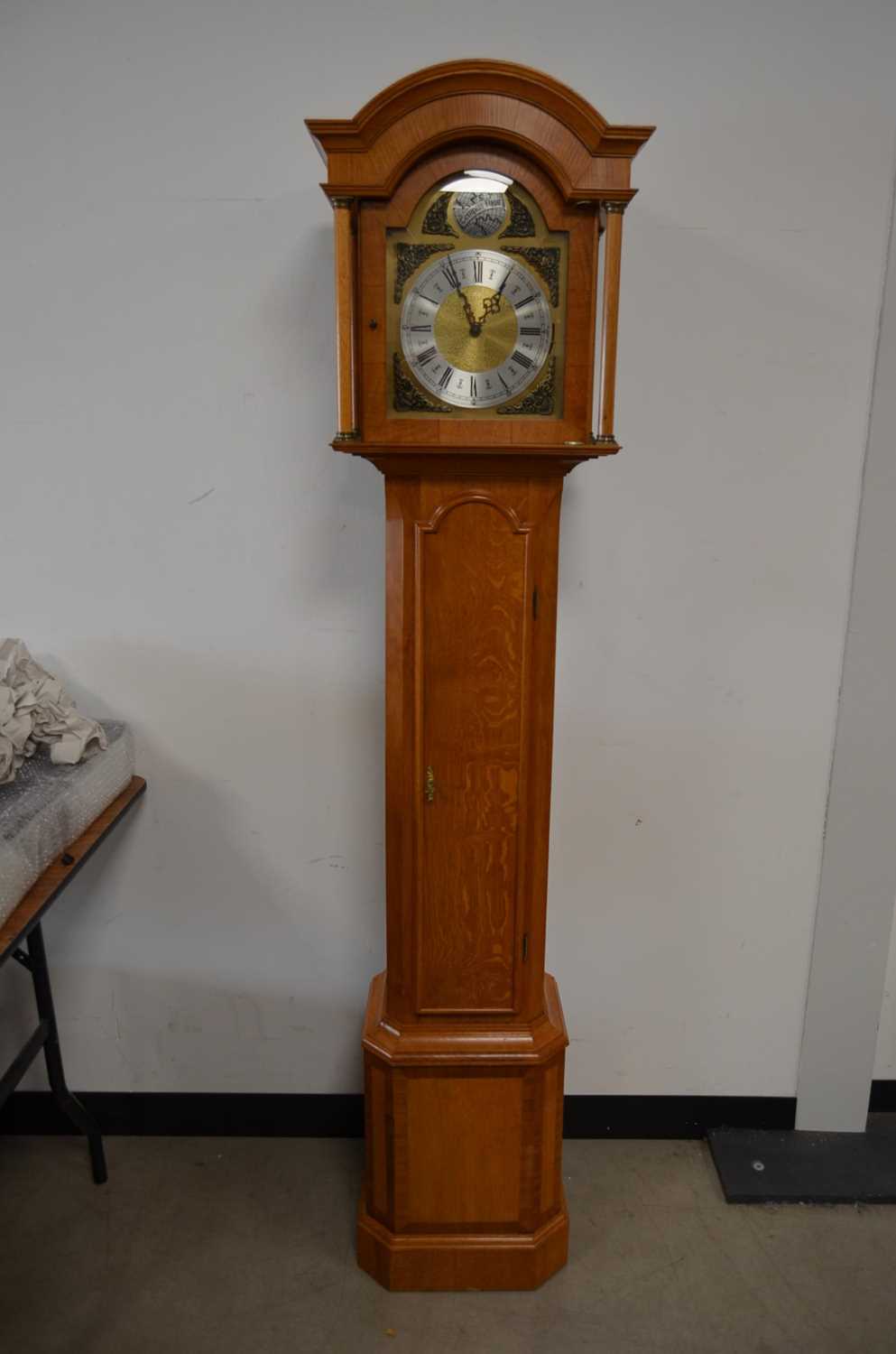 Lot 59 - A second half 20th century short oak long case clock