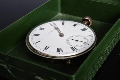 Lot 66 - A Waltham pocket watch movement and seven other Waltham dials and an Elgin pocket watch dial