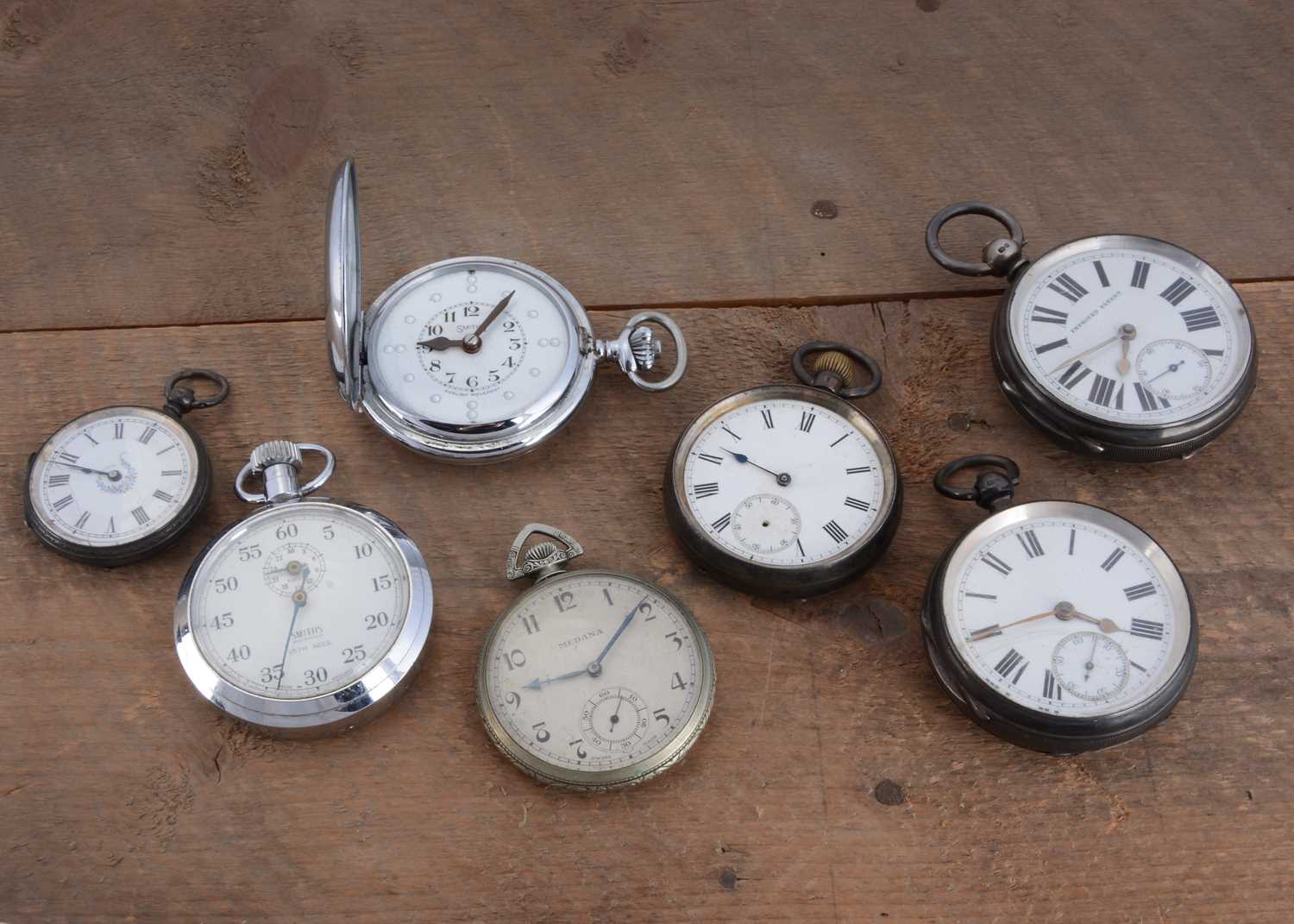Lot 68 - Four silver cased open faced pocket watches and two others
