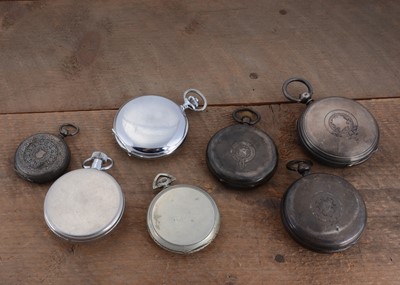 Lot 68 - Four silver cased open faced pocket watches and two others