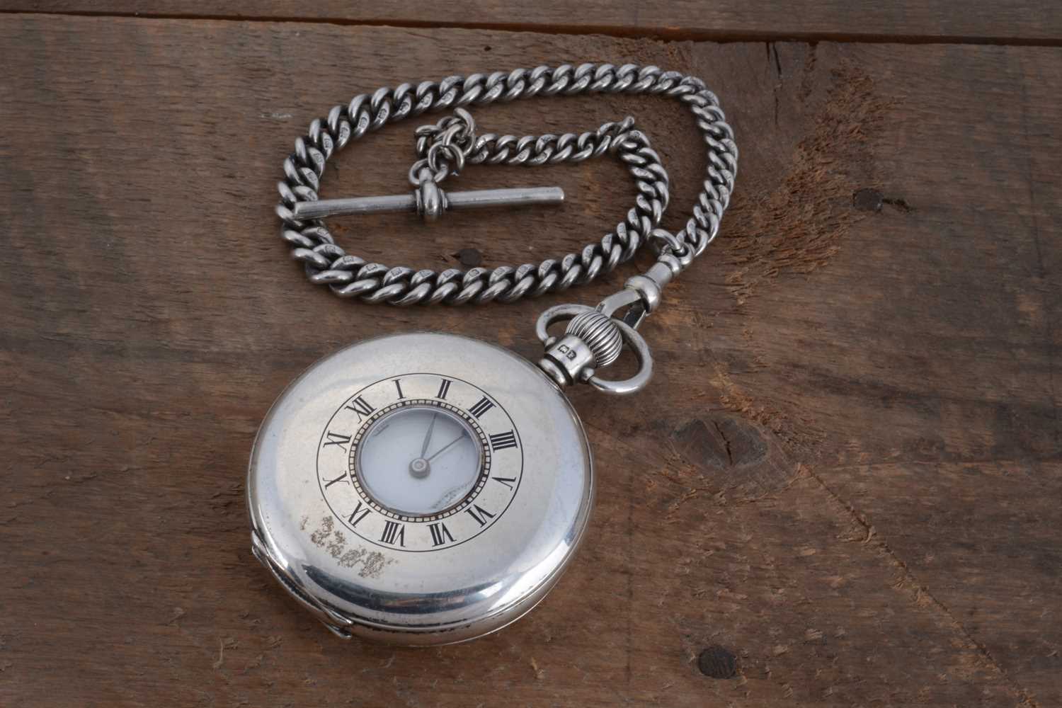 Lot 72 - A George V period silver half hunter pocket watch