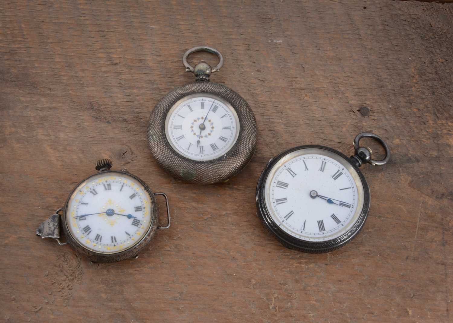 Lot 85 - Three Victorian and later silver ladies pocket watches