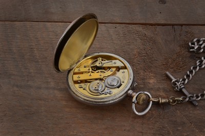 Lot 89 - A late 19th century danish silver open faced pocket watch on chain