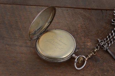 Lot 89 - A late 19th century danish silver open faced pocket watch on chain