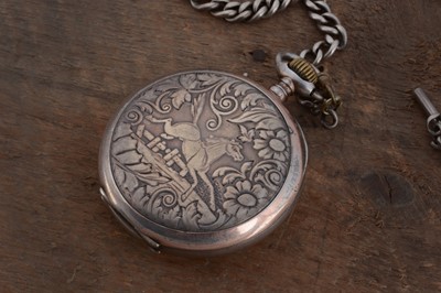 Lot 89 - A late 19th century danish silver open faced pocket watch on chain