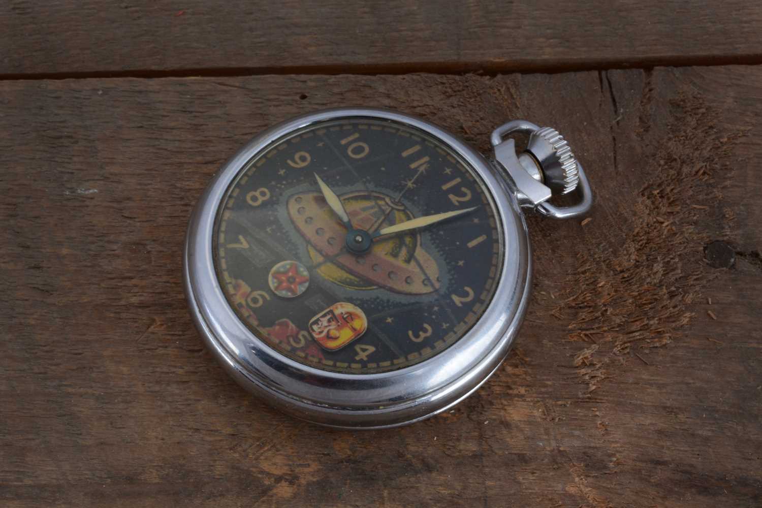 Lot 97 - A 1950s novelty Dan Dare pocket watch