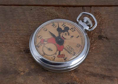 Lot 98 - A 1950s Ingersoll novelty Mickey Mouse pocket watch