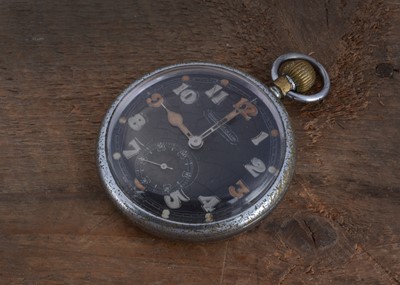 Lot 99 - A WWII period Jaeger-LeCoultre military issue open faced chromed pocket watch