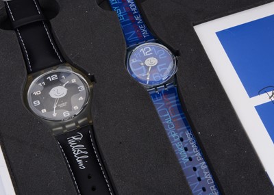 Lot 119 - A limited edition Swatch watch Phil Collins "Wake Up Call" set