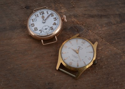 Lot 146 - An early 20th century 9ct gold presentation wrist watch head