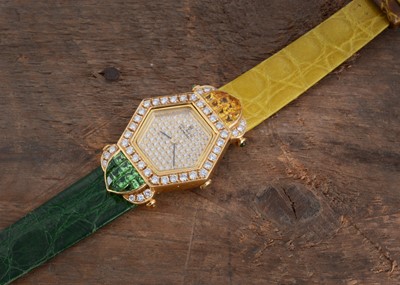 Lot 159 - A circa 1980s The Royal Diamond quartz 18ct gold diamond and gem set ladies wrist watch