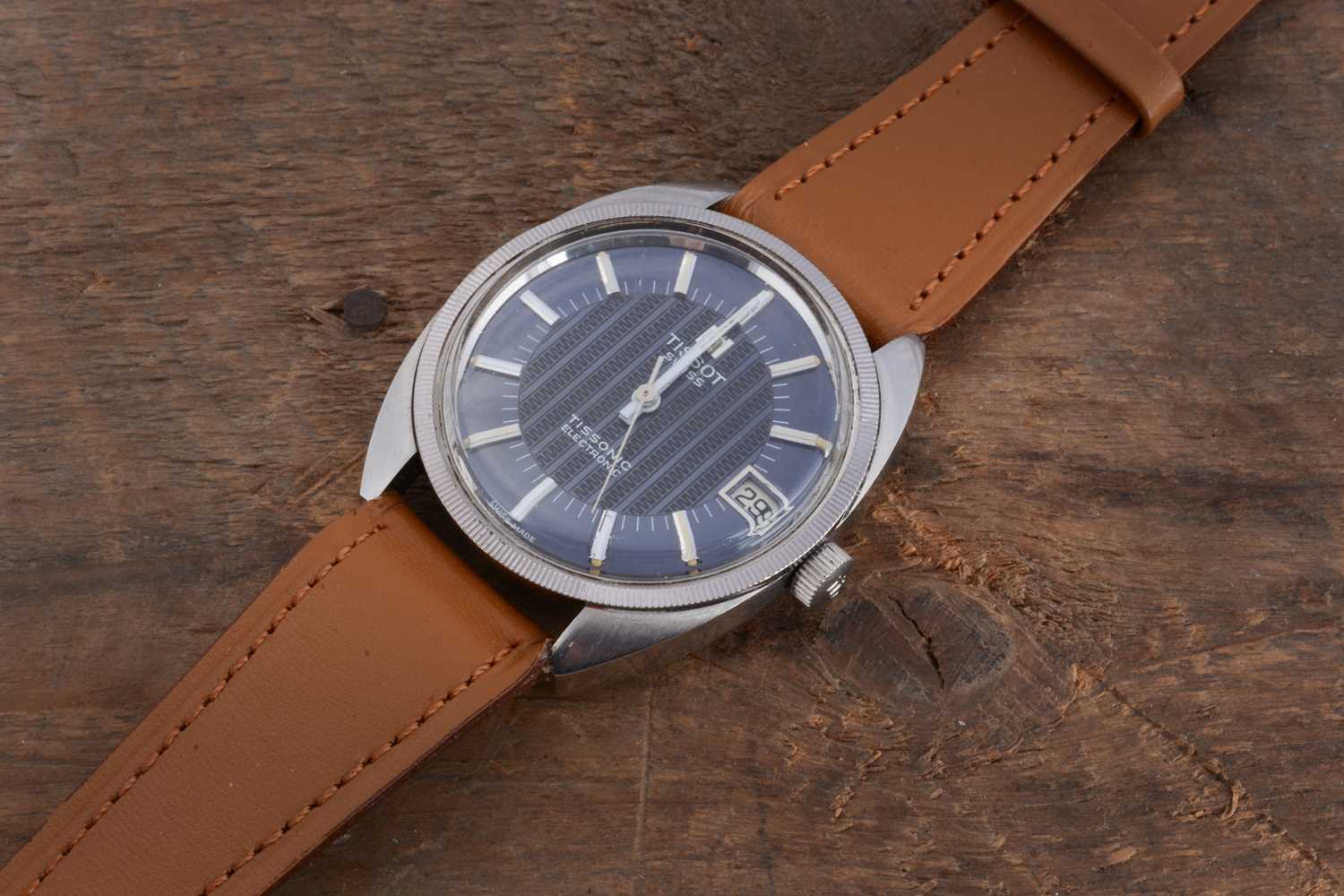 Lot 174 - A circa 1970s Tissot Tissonic Electronic stainless steel wristwatch