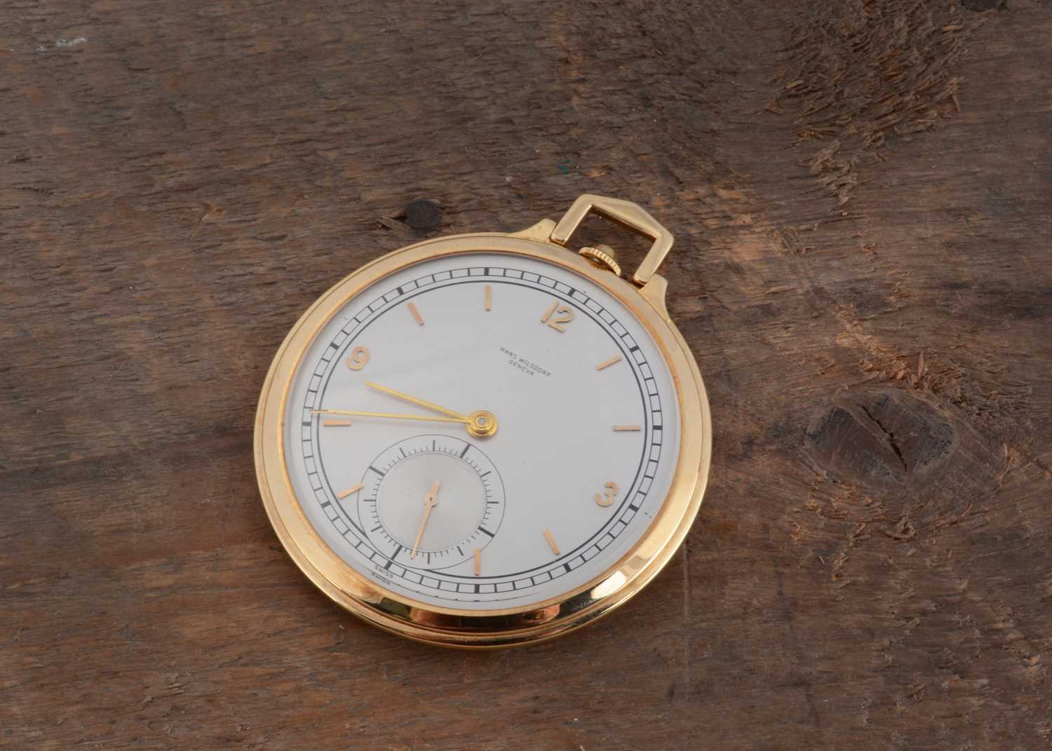 Lot 222 - A fine c1950s rolex 18ct gold open faced pocket watch
