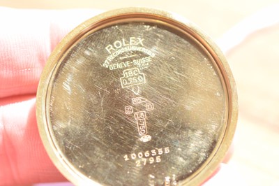 Lot 222 - A fine c1950s rolex 18ct gold open faced pocket watch