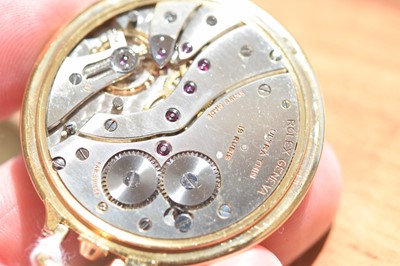 Lot 222 - A fine c1950s rolex 18ct gold open faced pocket watch