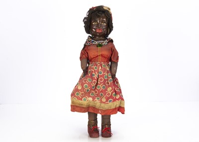 Lot 260 - An unusual papier-mache shoulder-head brown doll