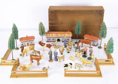 Lot 401 - A rare 2nd half of the 19th century Erzgebirge painted wooden farm