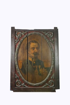 Lot 435 - A rare late 19th century fairground painted portrait of Napoleon III