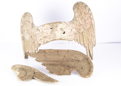 Lot 438 - Carved wooden angel wings