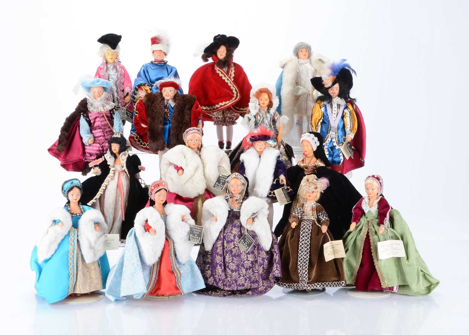 Lot 496 - Seventeen Peggy Nisbet Historical costume dolls