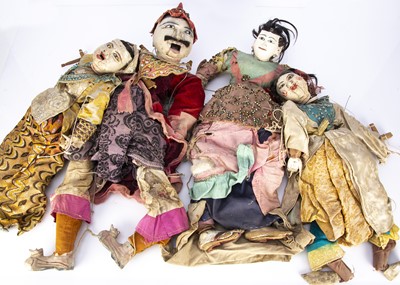 Lot 460 - Four Myanmar carved wooden and papier-mache Marionettes