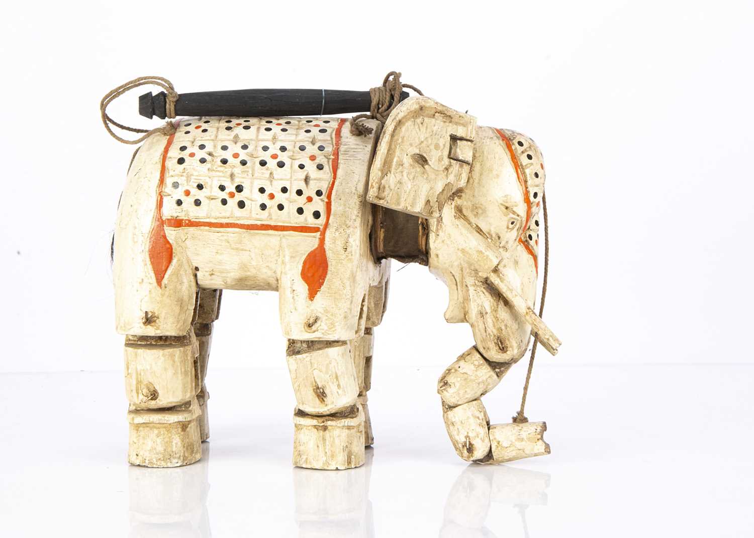 Lot 462 - A Mayanmar carved wooden elephant puppet