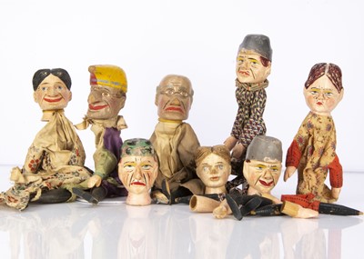 Lot 464 - German carved and painted wooden Punch and Judy toy puppets 1920-30s