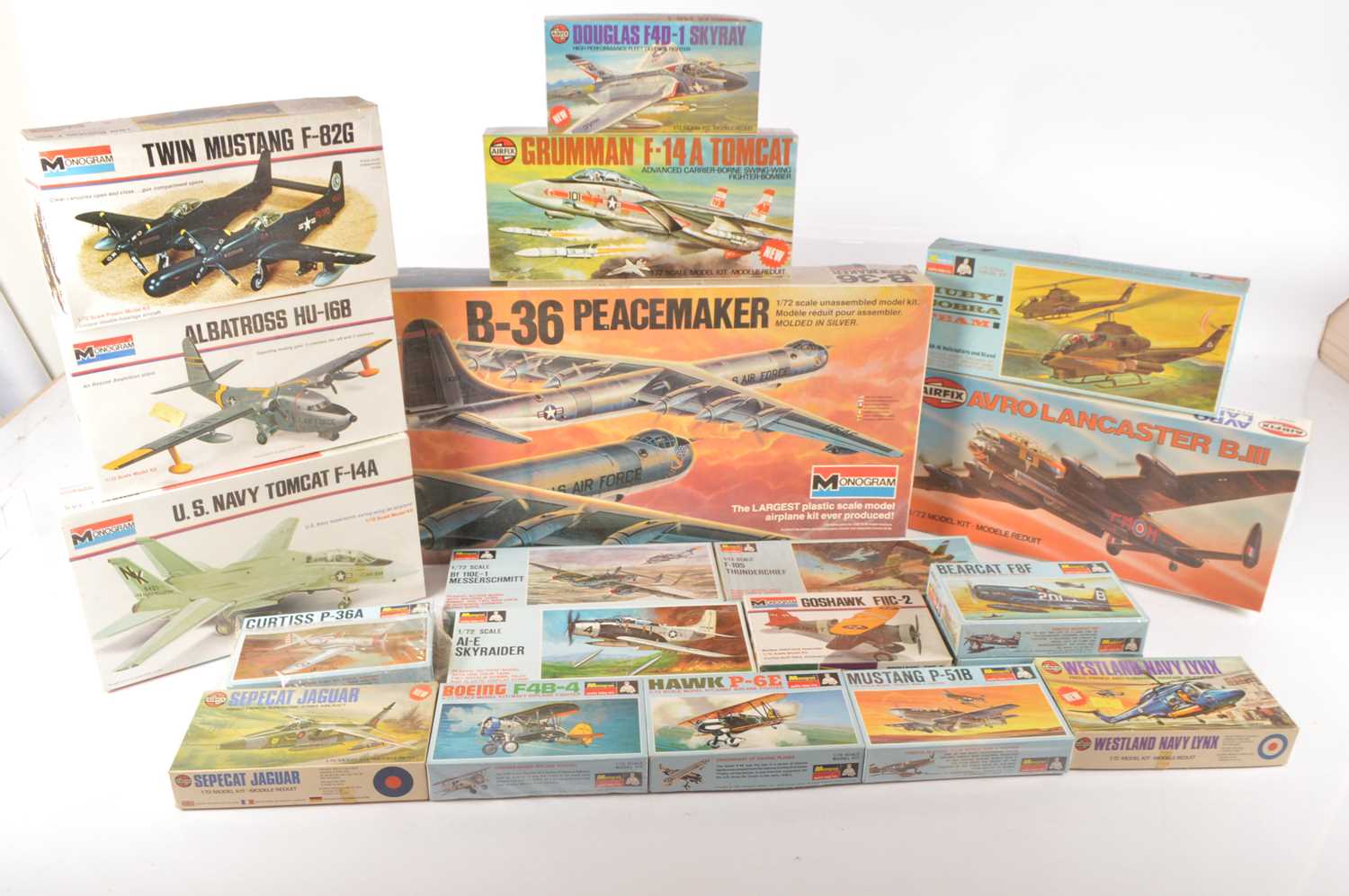 Lot 486 - Monogram and Airfix WWII and Later Military Aircraft  Kits (20)
