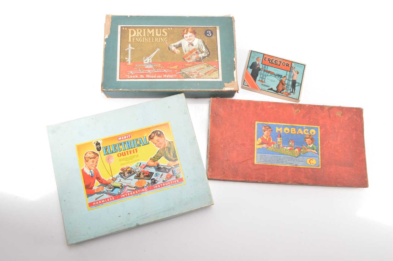 Lot 569 - Primus Gilbert Erector and  Mobaco Construction sets and Merit Electrical set (4)