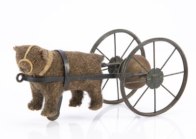 Lot 513 - An early German pull-along bear bell toy 1910-20