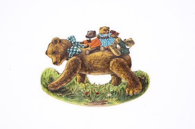 Lot 516 - A rare Raphael Tuck & Sons Nursery Rocker three dressed Teddy Bears riding a large Teddy circa 1908