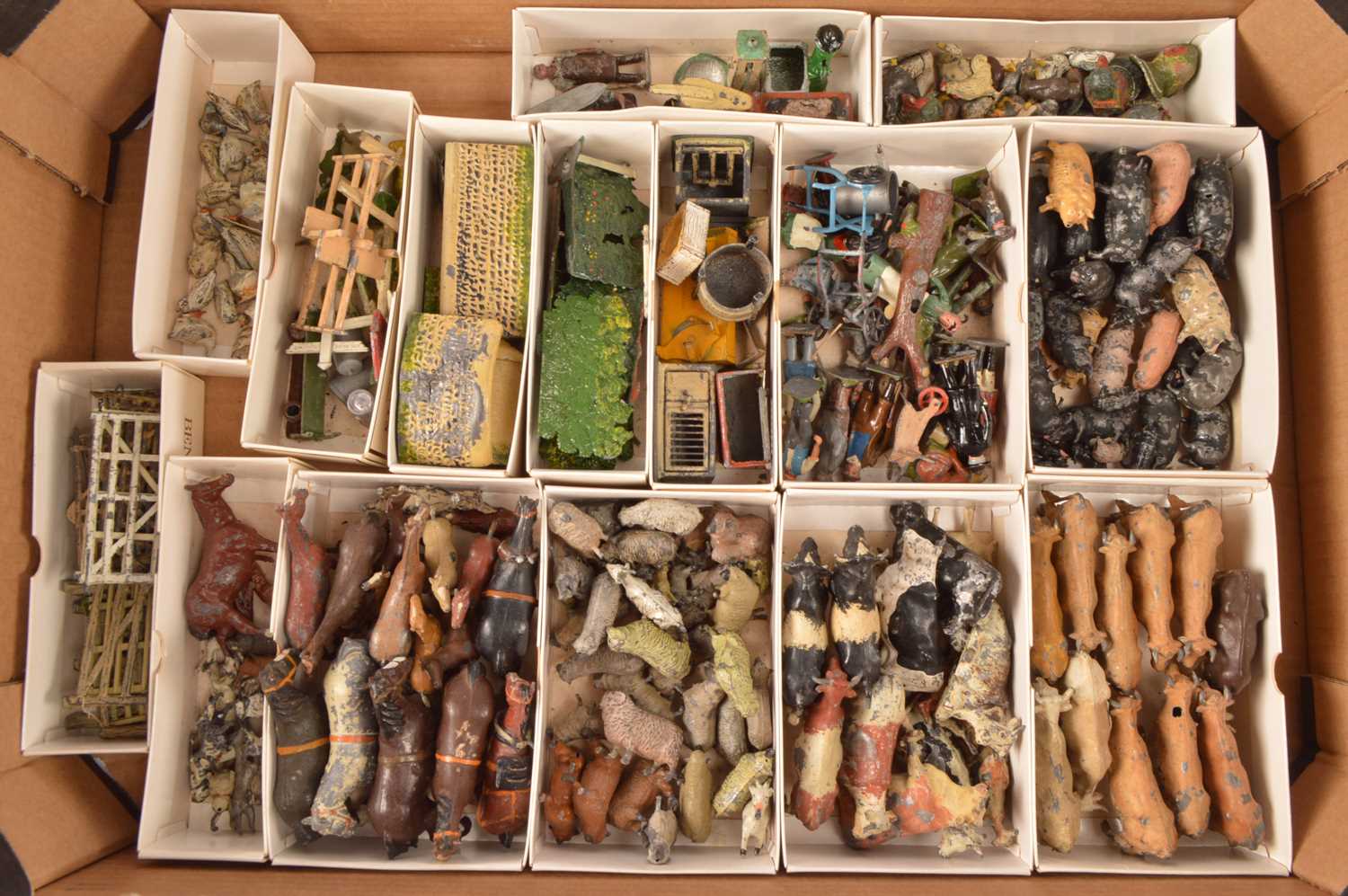 Lot 719 - Large collection of pre-war Britains lead Farm Animals Accessories Farm Workers and Fencing (260+)