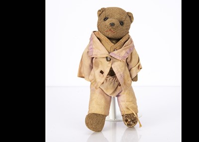 Lot 522 - A very early Teddy Bear circa 1904 and 1920s German Teddy Bear the childhood toys of father and son with military connections