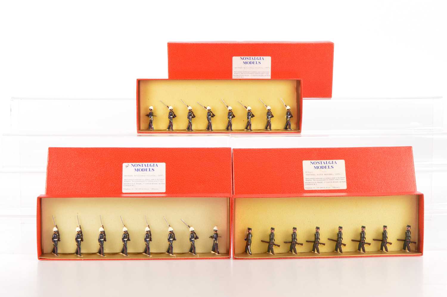 Lot 738 - Nostalgia Models sets comprising N361 Montreal Rifle Rangers 1856 and N367 (2 sets) Bermuda Artillery Militia 1897
