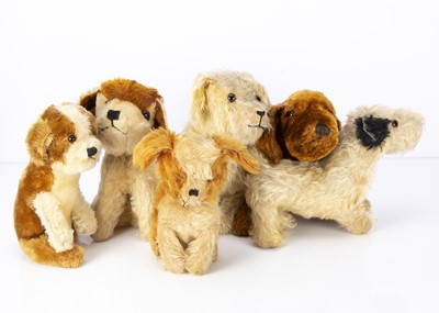 Lot 572 - Six British soft toy dogs 1930s-50s