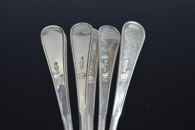 Lot 425 - A set of six 1950s silver coffee spoons by Charles Boynton & Sons