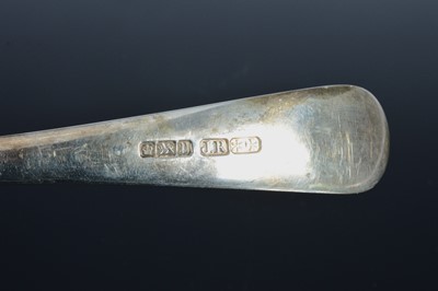 Lot 453 - An Edwardian silver soup ladle by JR