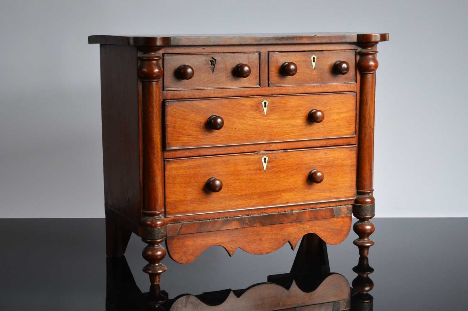 Lot 497 - A Victorian mahogany veneered apprentice piece chest of drawers