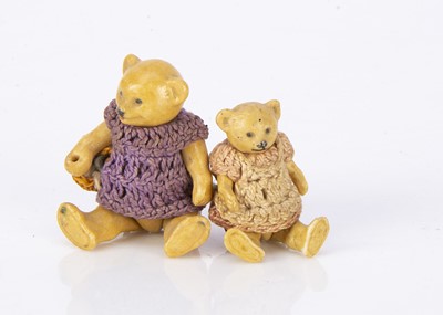 Lot 619 - Two Hertwig miniature bisque Teddy Bear dolls
