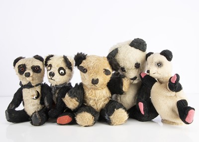 Lot 773 - Five post-war Panda Teddy Bears