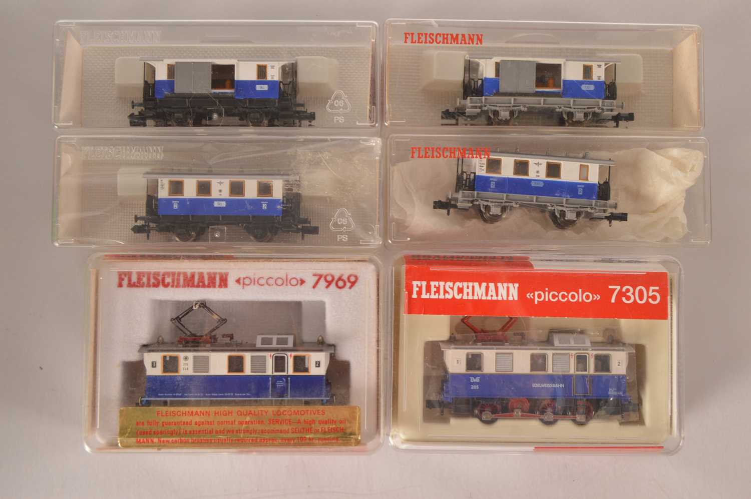 Lot 32 - Fleischmann Piccolo N Gauge Edelweiss Bahn Electric Rack Locomotives and Coaches (6)